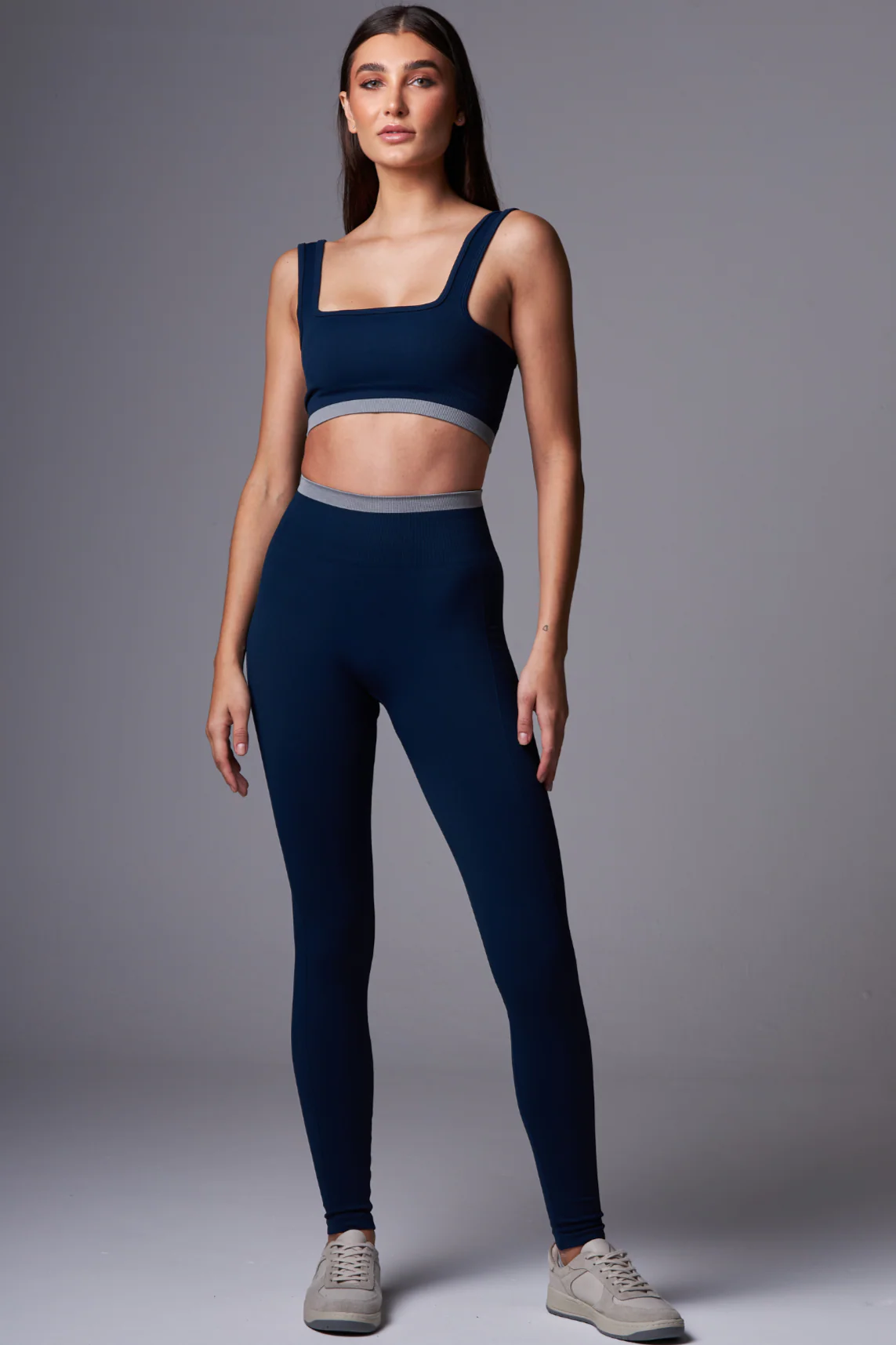 Legging Stripe Seamless Azul Marinho&Rhodium - Image 4