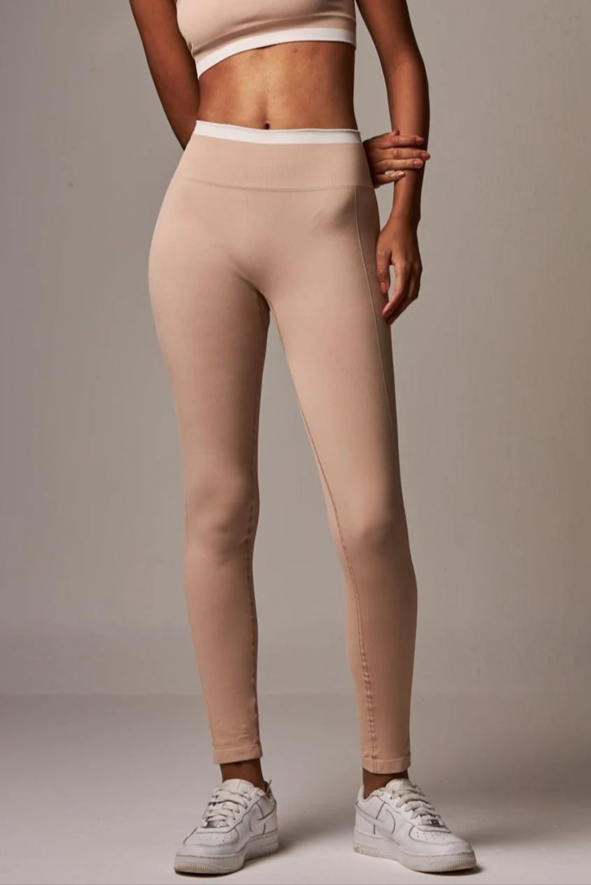 Legging Stripe Seamless Brown Nude