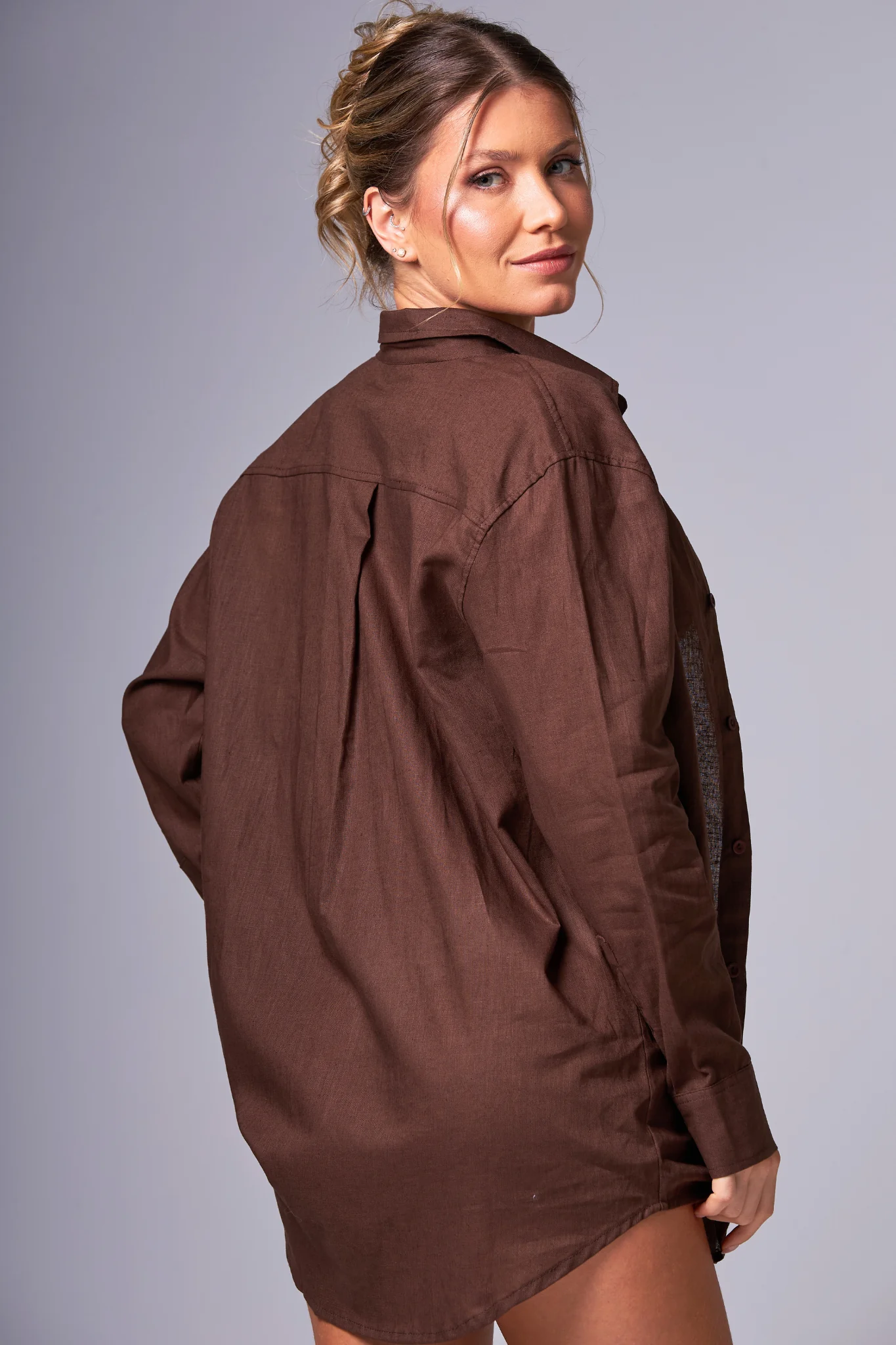 Shirt Pure Linho Brown - Image 4