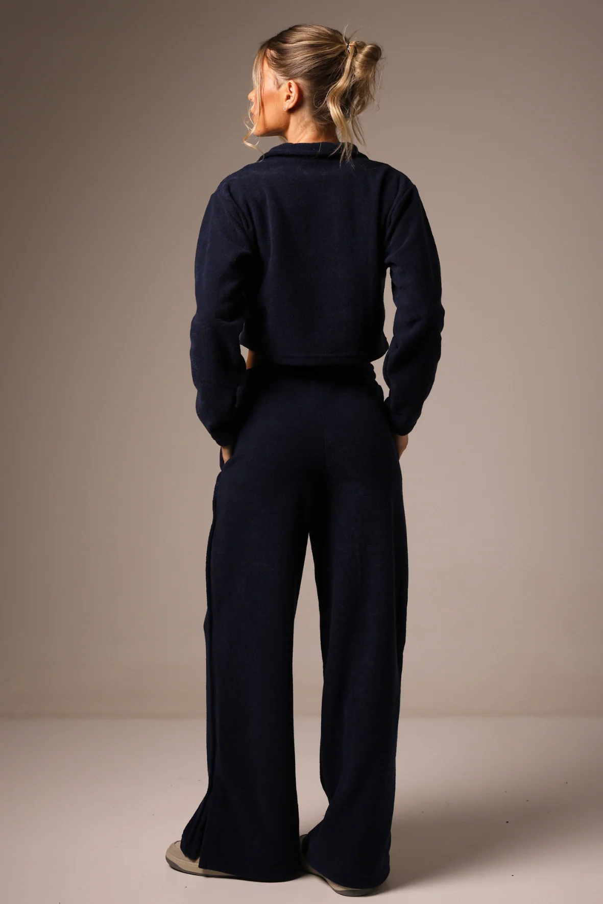 Wide Leg Boucle Navy Blue - Image 4