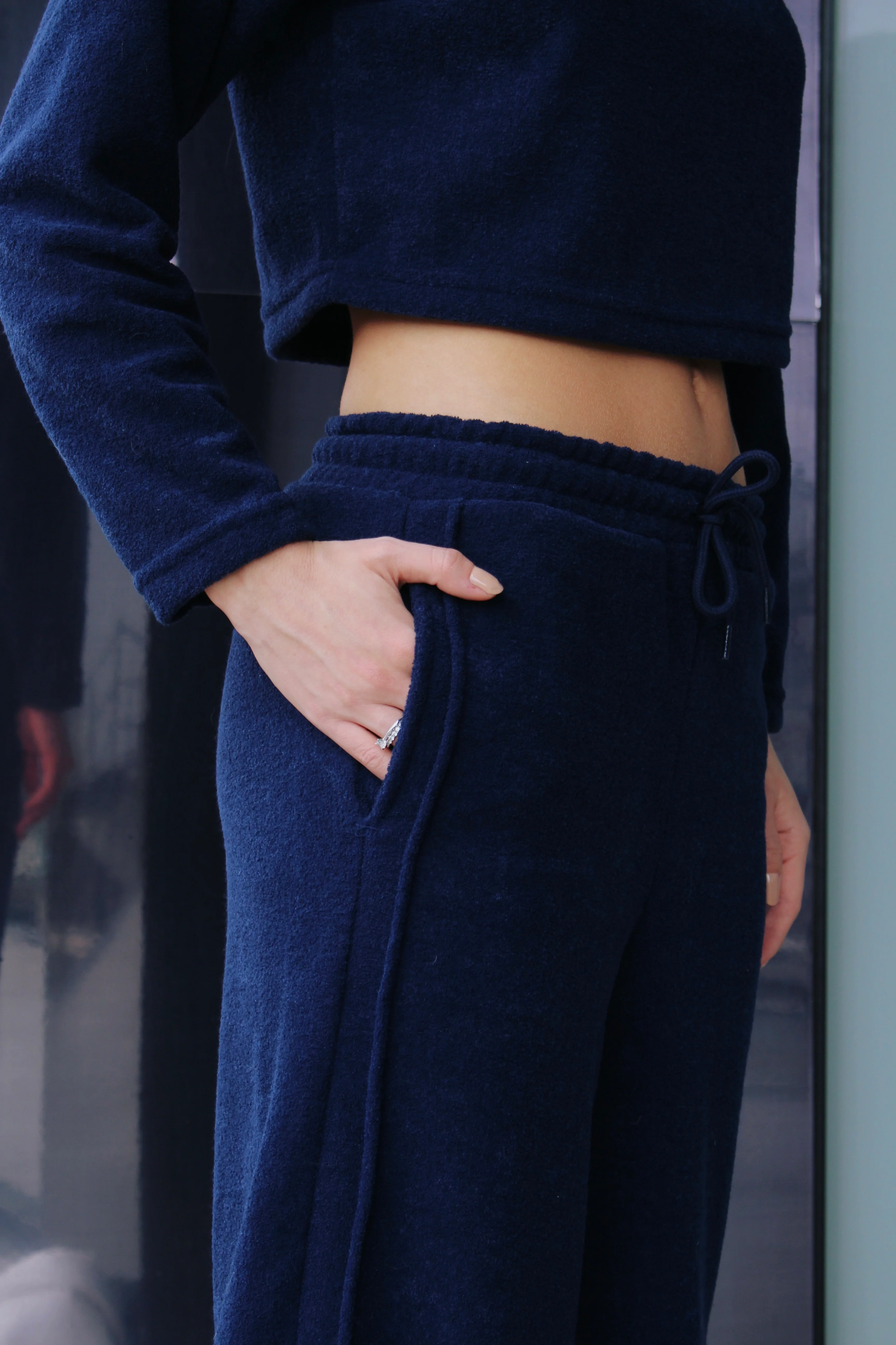 Wide Leg Boucle Navy Blue - Image 6