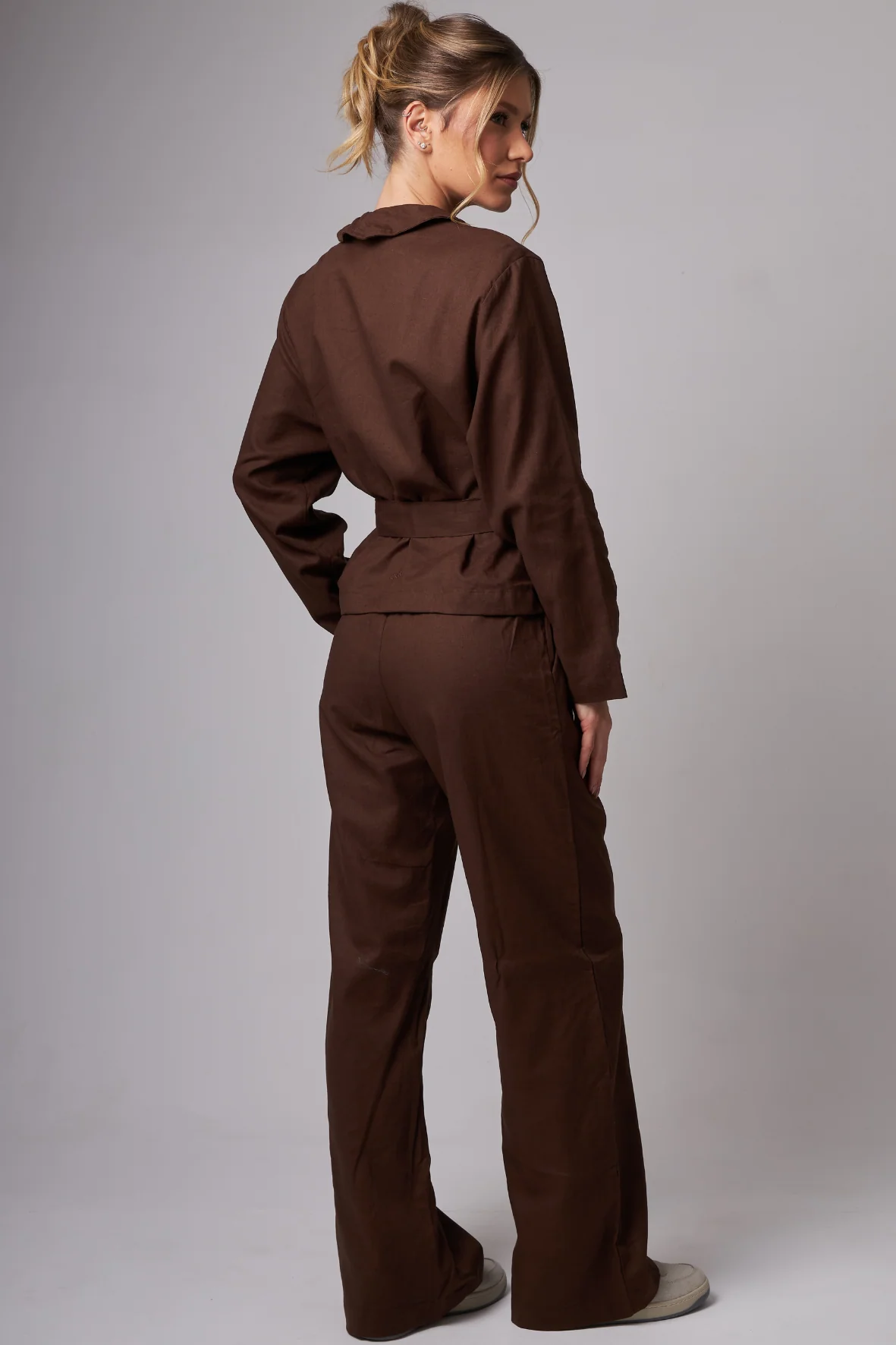 Wide leg Linho Dark Brown - Image 4